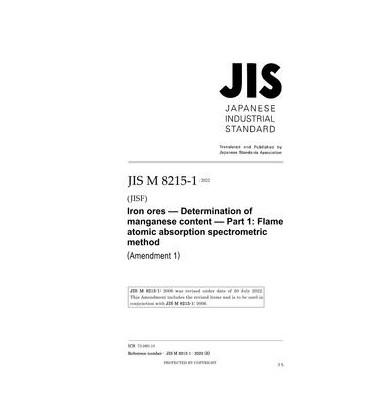 JIS M 8215-1:2006/AMENDMENT 1:2022